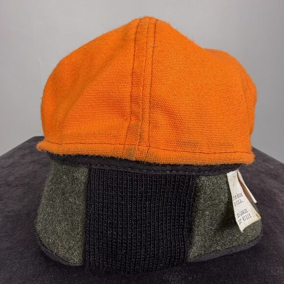 Vintage Filson Ear Flap Hat, Blaze Orange Hunting Cap Size XXL, USA Made - Picture 7 of 11
